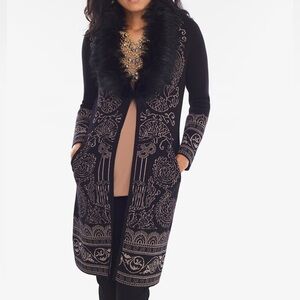 NWT Chico’s Faux Fur Collar Lurex Cardigan Chico’s Size 1 (US M/8)
